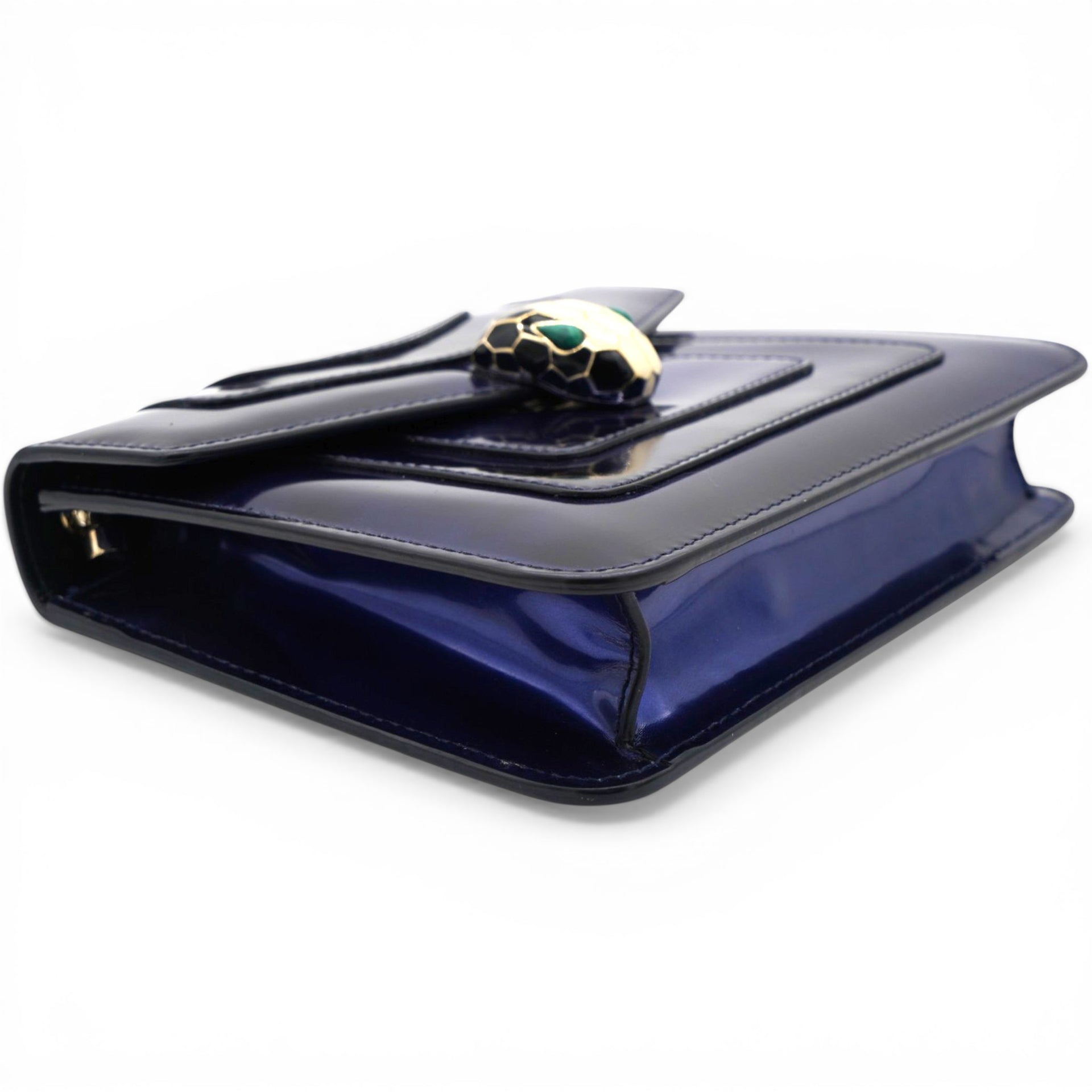 Bvlgari Blue Patent Leather Serpenti Forever Shoulder Bag 
