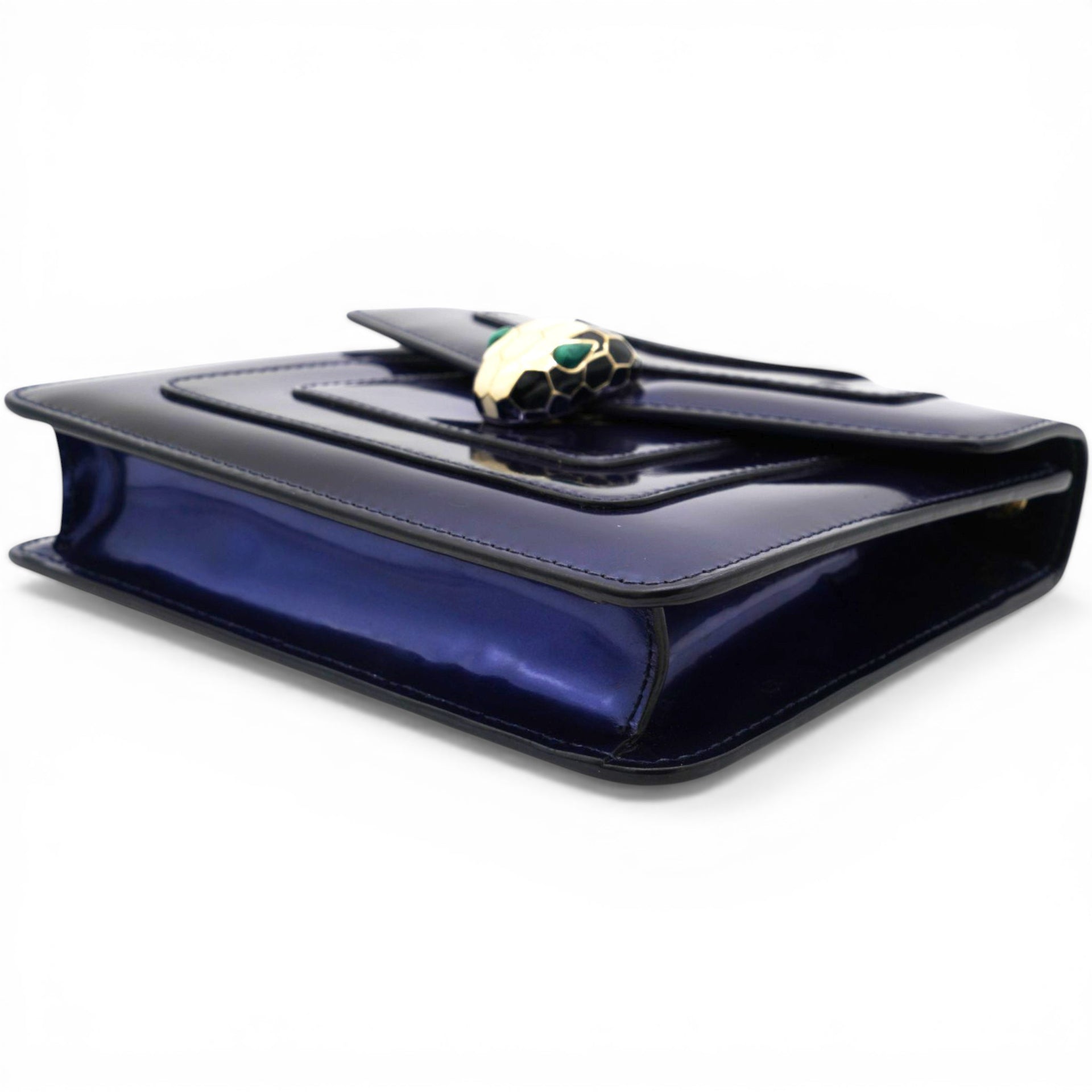 Bvlgari Blue Patent Leather Serpenti Forever Shoulder Bag 