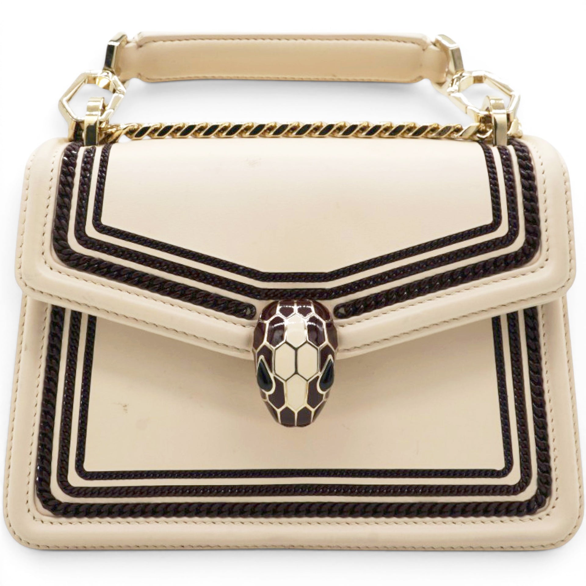 Bvlgari Serpenti Leather Crossbody Bag In Beige 