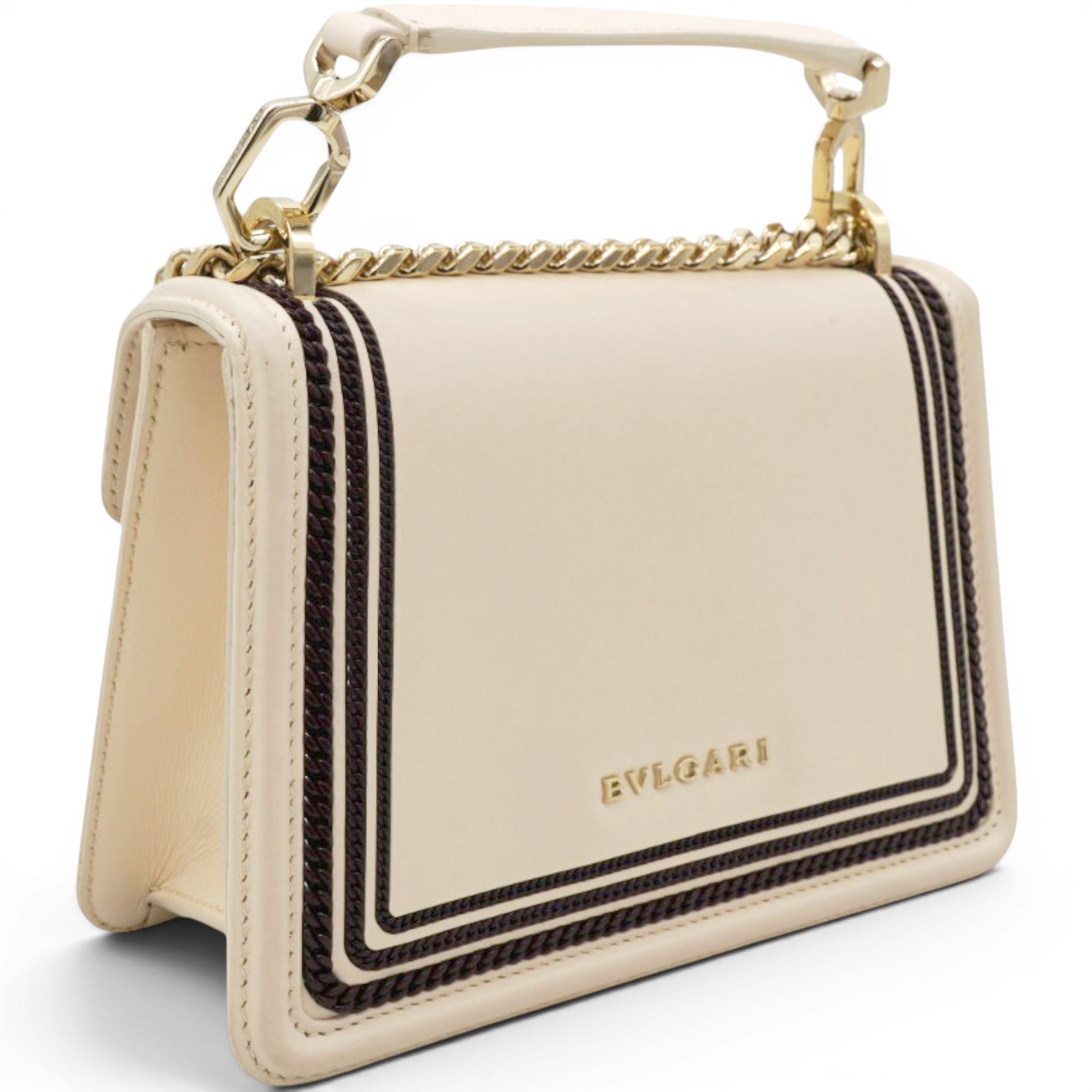 Bvlgari Serpenti Leather Crossbody Bag In Beige 