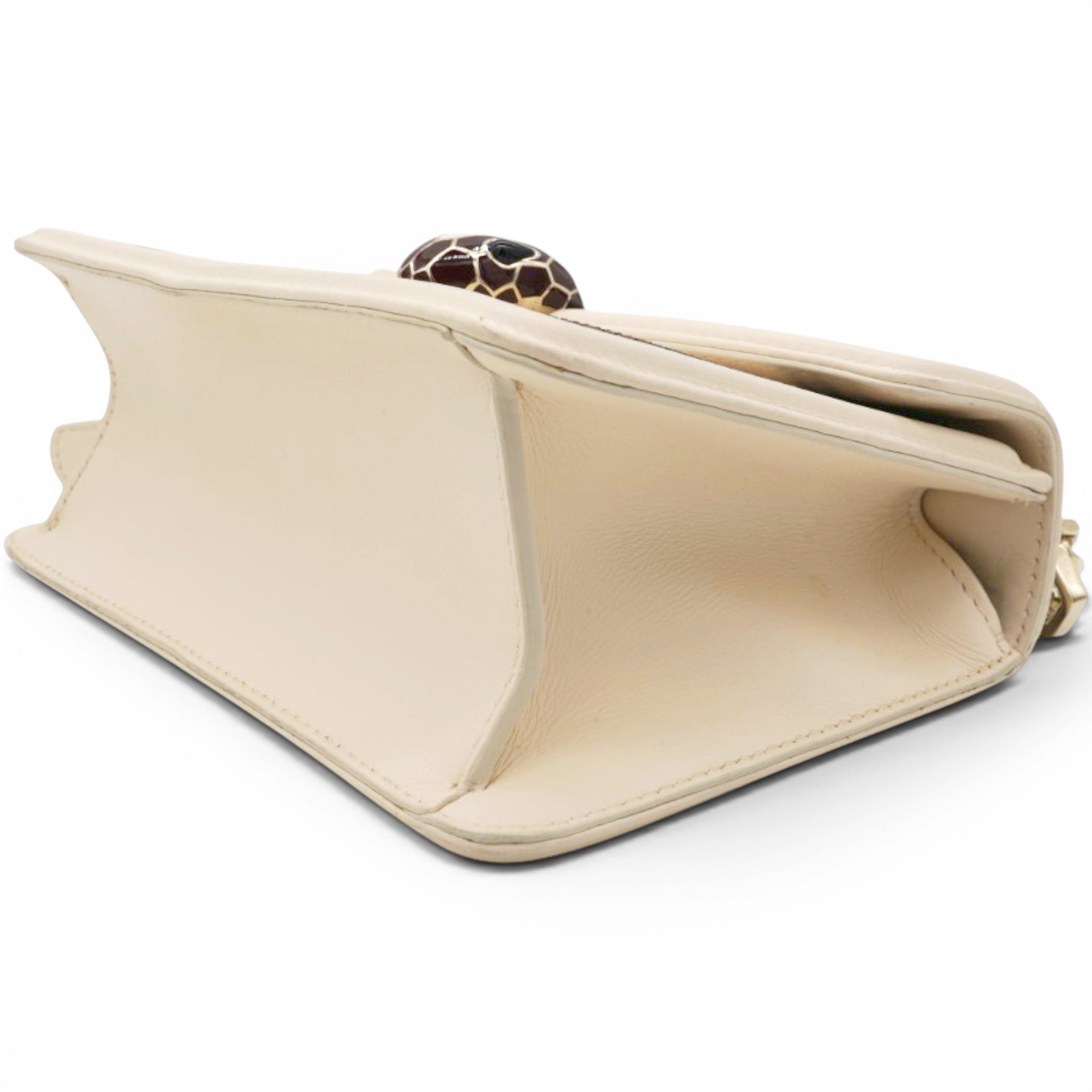 Bvlgari Serpenti Leather Crossbody Bag In Beige 