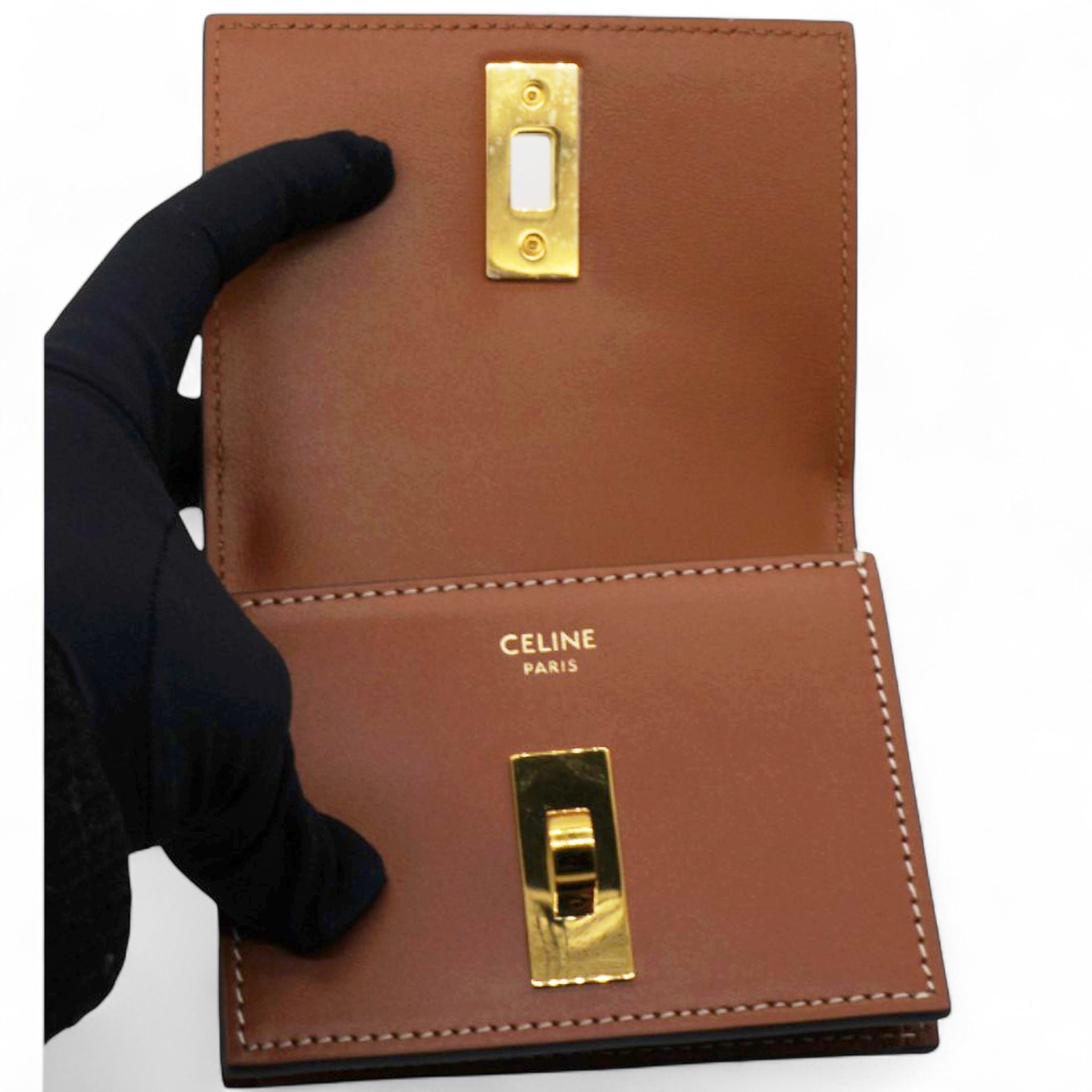 CELINE Card Holder With Flap 16 In Satinated 