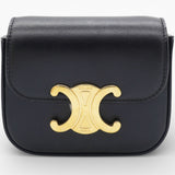 CELINE Mini Triomphe in Shiny Calfskin Black