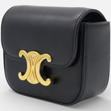 CELINE Mini Triomphe in Shiny Calfskin Black