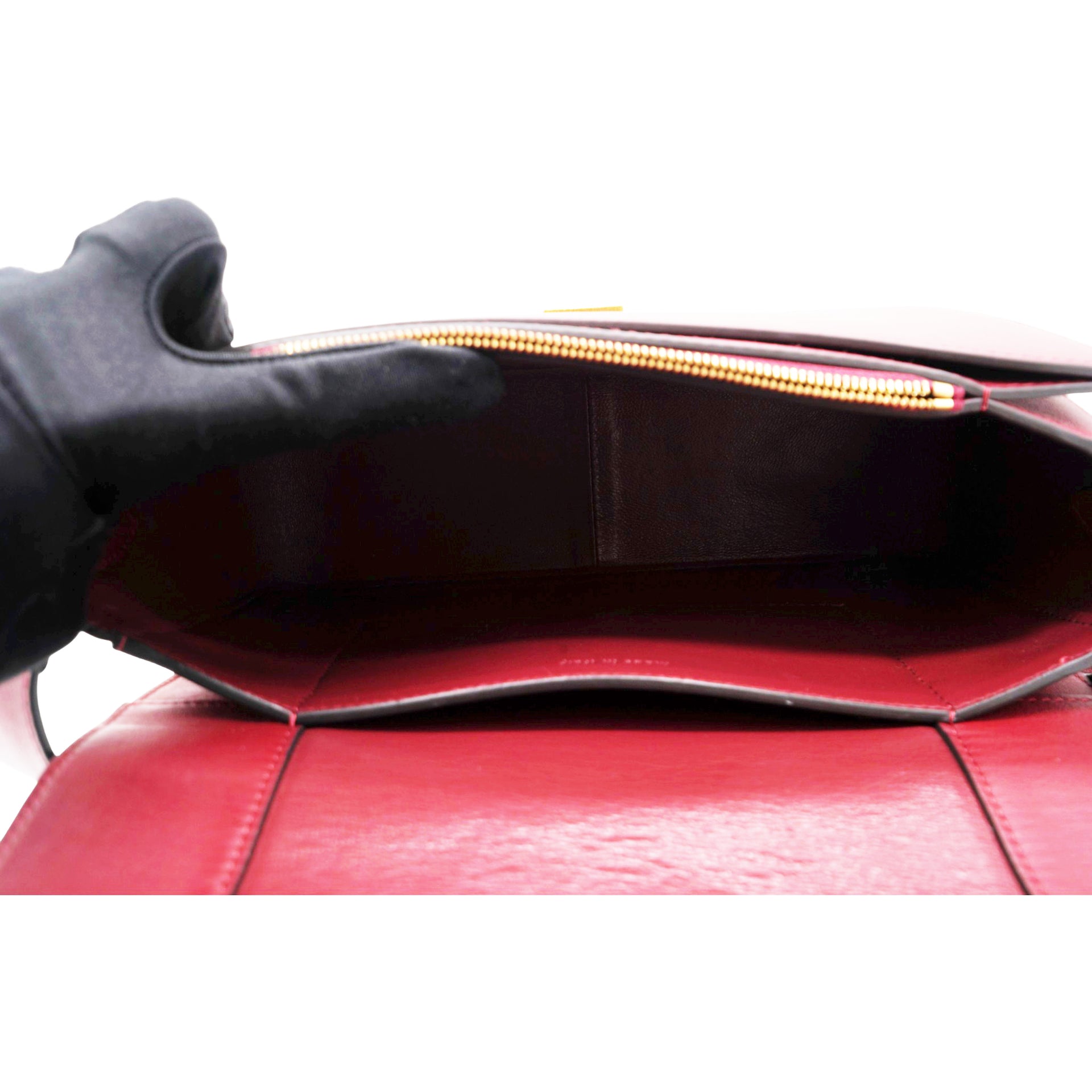 CELINE Shiny Smooth Calfskin Frame Shoulder Bag Ruby Nude 