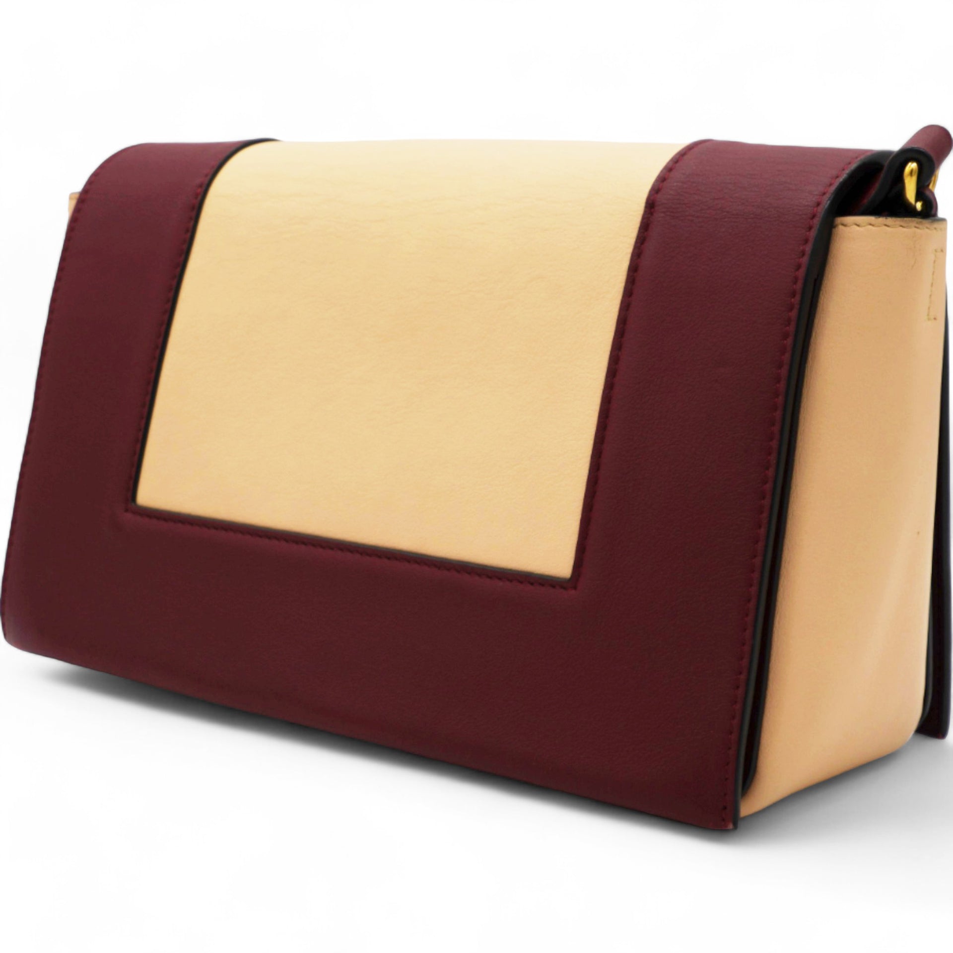 CELINE Shiny Smooth Calfskin Frame Shoulder Bag Ruby Nude 