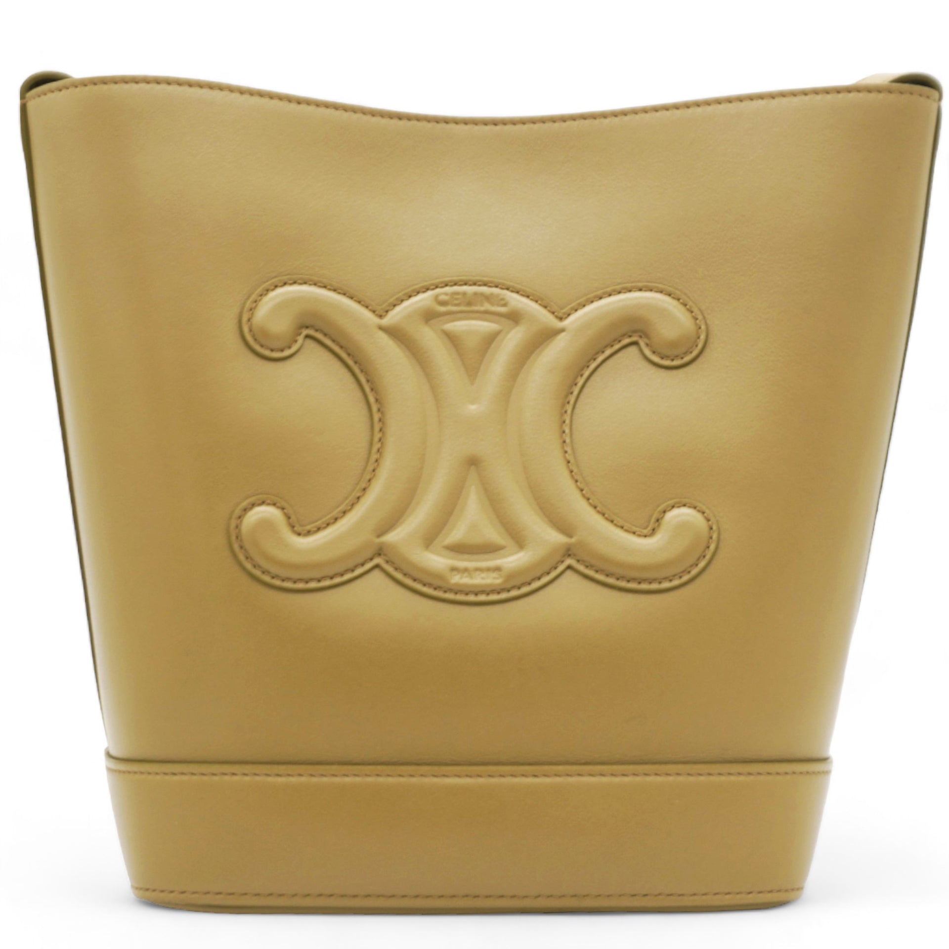  CELINE Smooth Calfskin Cuir Triomphe Bucket Bag Tan 