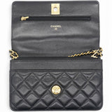 CHANEL Black Quilted Leather Trendy CC Wallet On Chain 