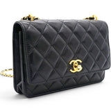 CHANEL Black Quilted Leather Trendy CC Wallet On Chain 