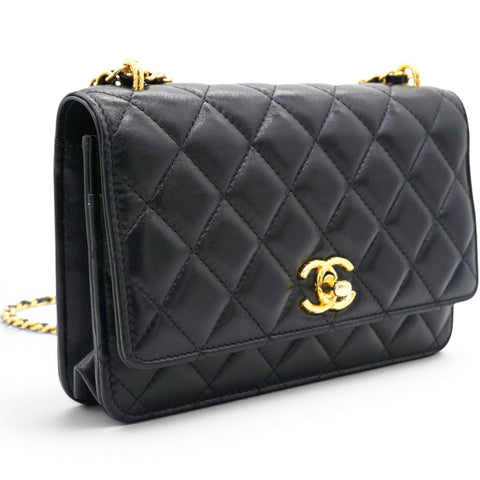 CHANEL Black Quilted Leather Trendy CC Wallet On Chain 