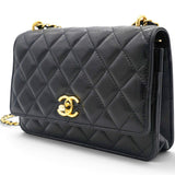 CHANEL Black Quilted Leather Trendy CC Wallet On Chain 