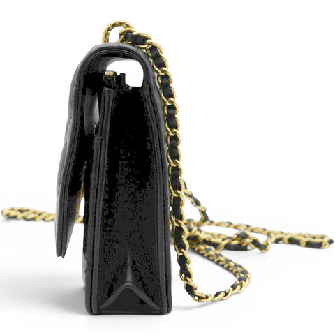 CHANEL Black Quilted Leather Trendy CC Wallet On Chain 