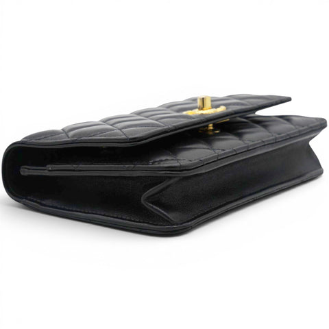CHANEL Black Quilted Leather Trendy CC Wallet On Chain 