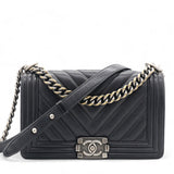 CHANEL Calfskin Chevron Medium Boy Flap  