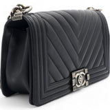 CHANEL Calfskin Chevron Medium Boy Flap  