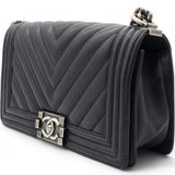 CHANEL Calfskin Chevron Medium Boy Flap  