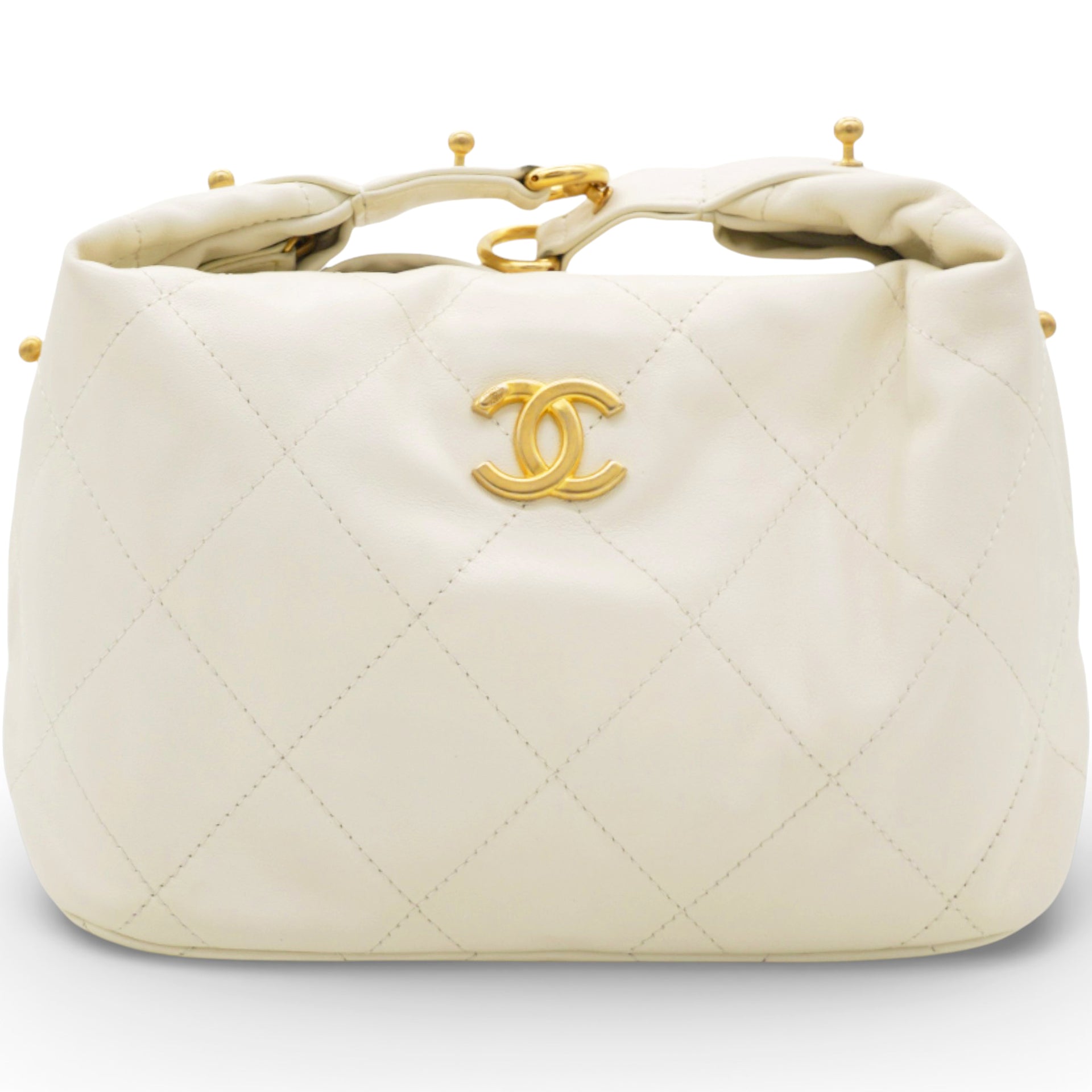 CHANEL Calfskin Quilted Daily Hobo White
