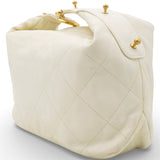 CHANEL Calfskin Quilted Daily Hobo White