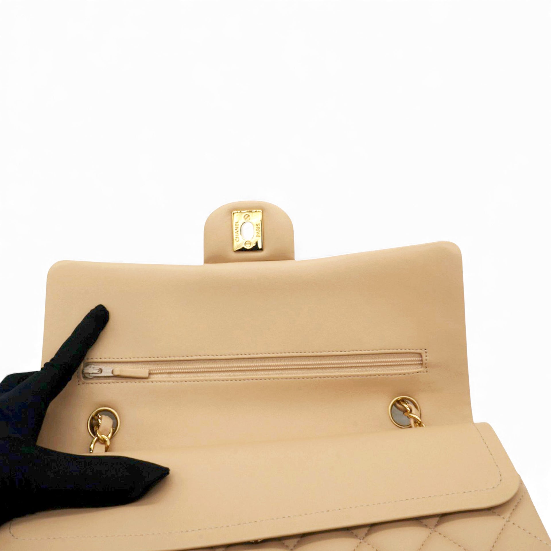 CHANEL Classic Flap Medium Beige Clair Caviar