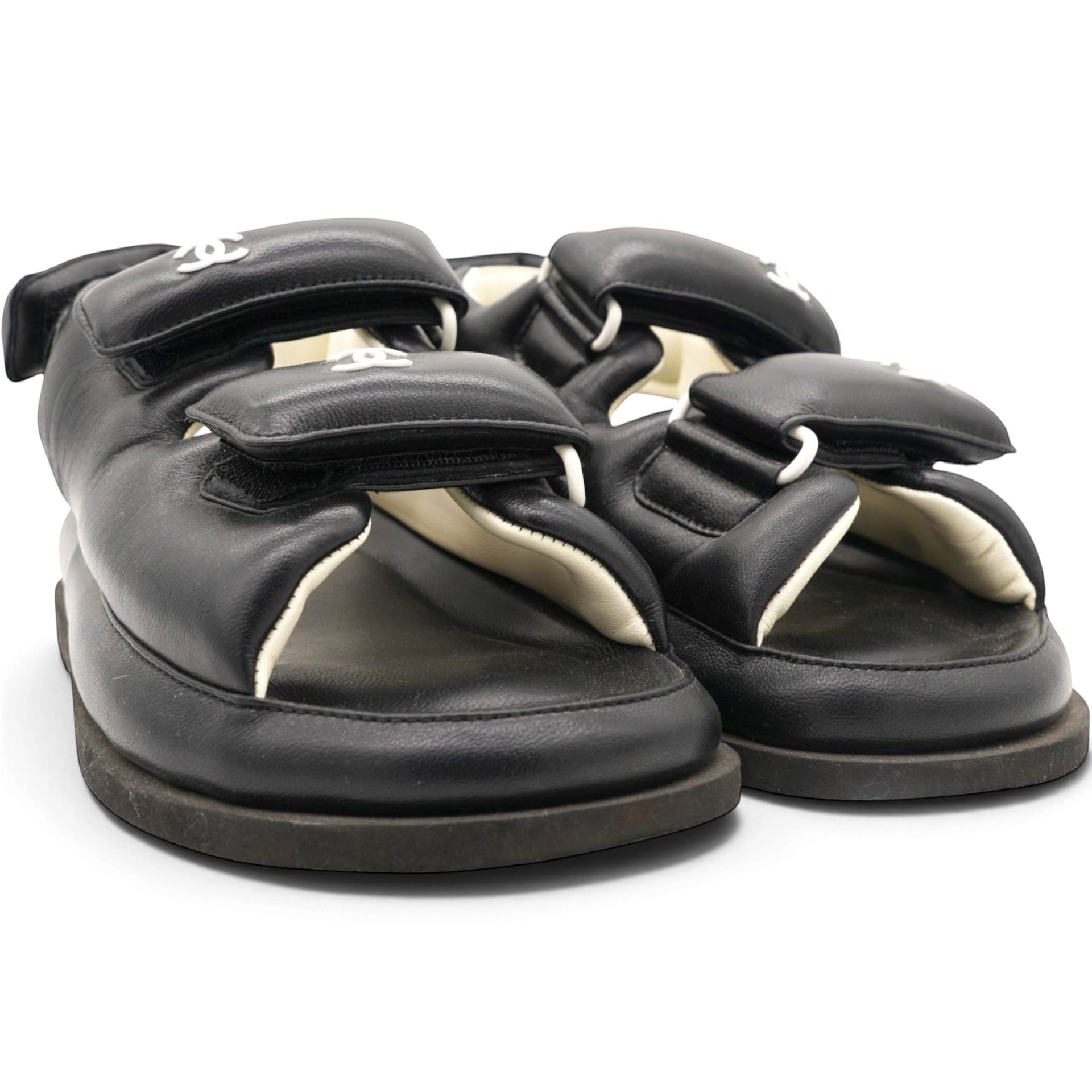 CHANEL Dad Slingback Leather Sandals Size35.5 