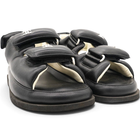 CHANEL Dad Slingback Leather Sandals Size35.5 