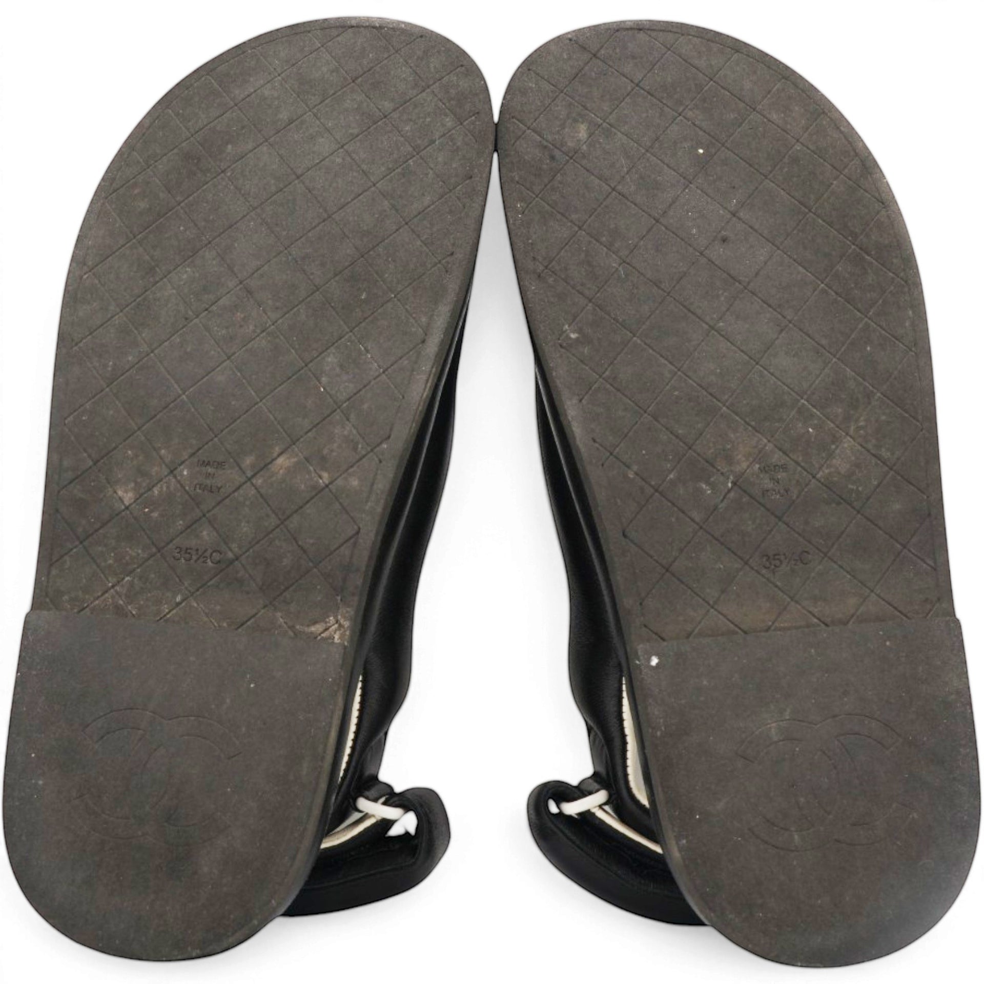 CHANEL Dad Slingback Leather Sandals Size35.5 