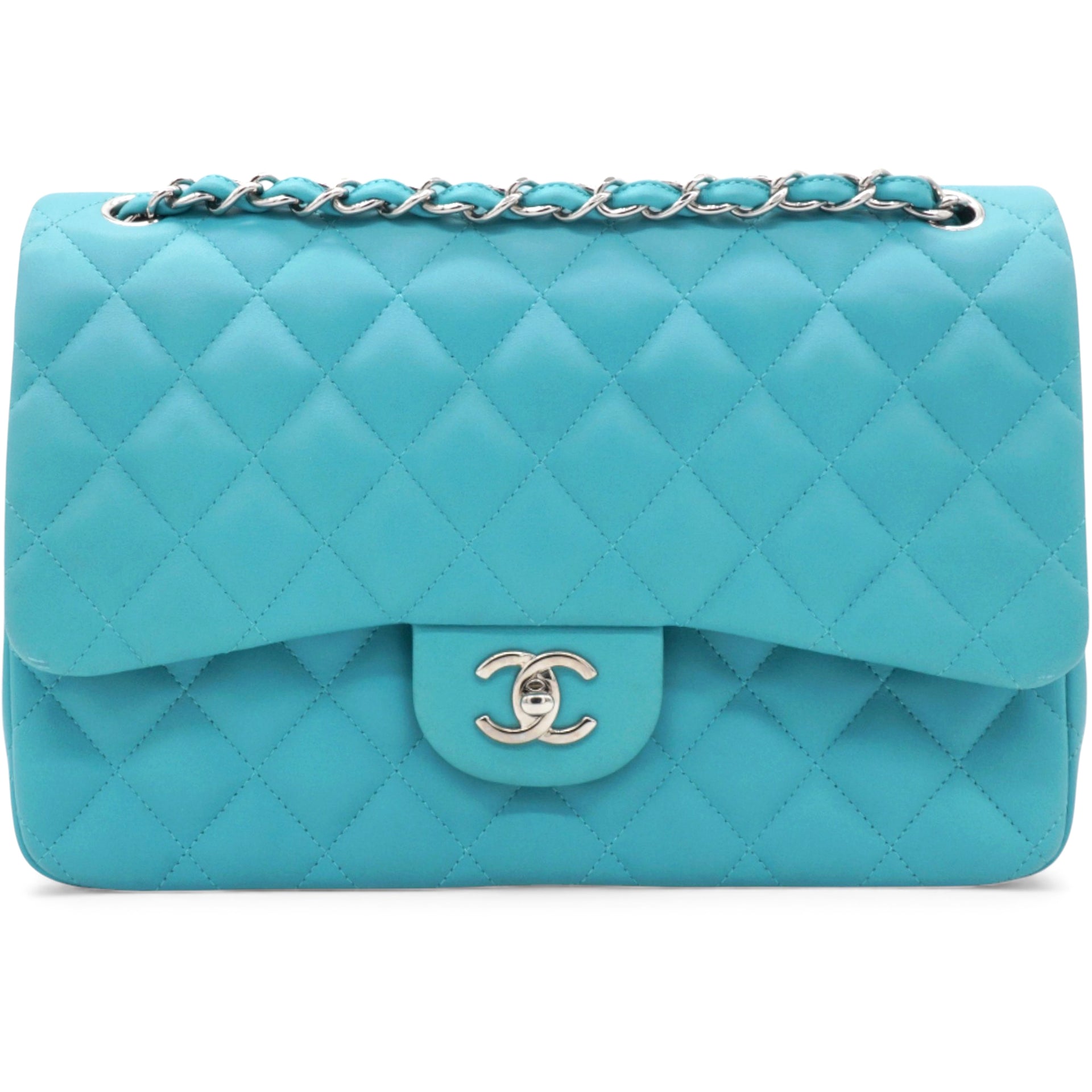 CHANEL Jumbo Classic Lambskin Double Flap Blue 