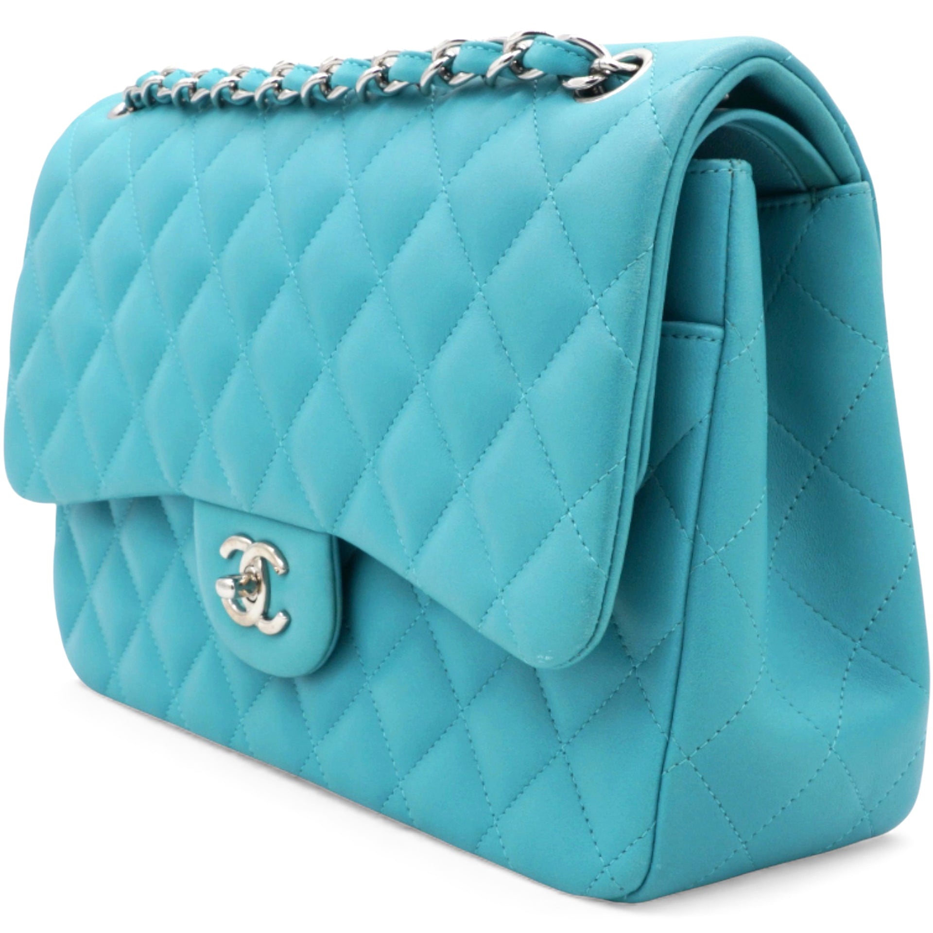 CHANEL Jumbo Classic Lambskin Double Flap Blue 