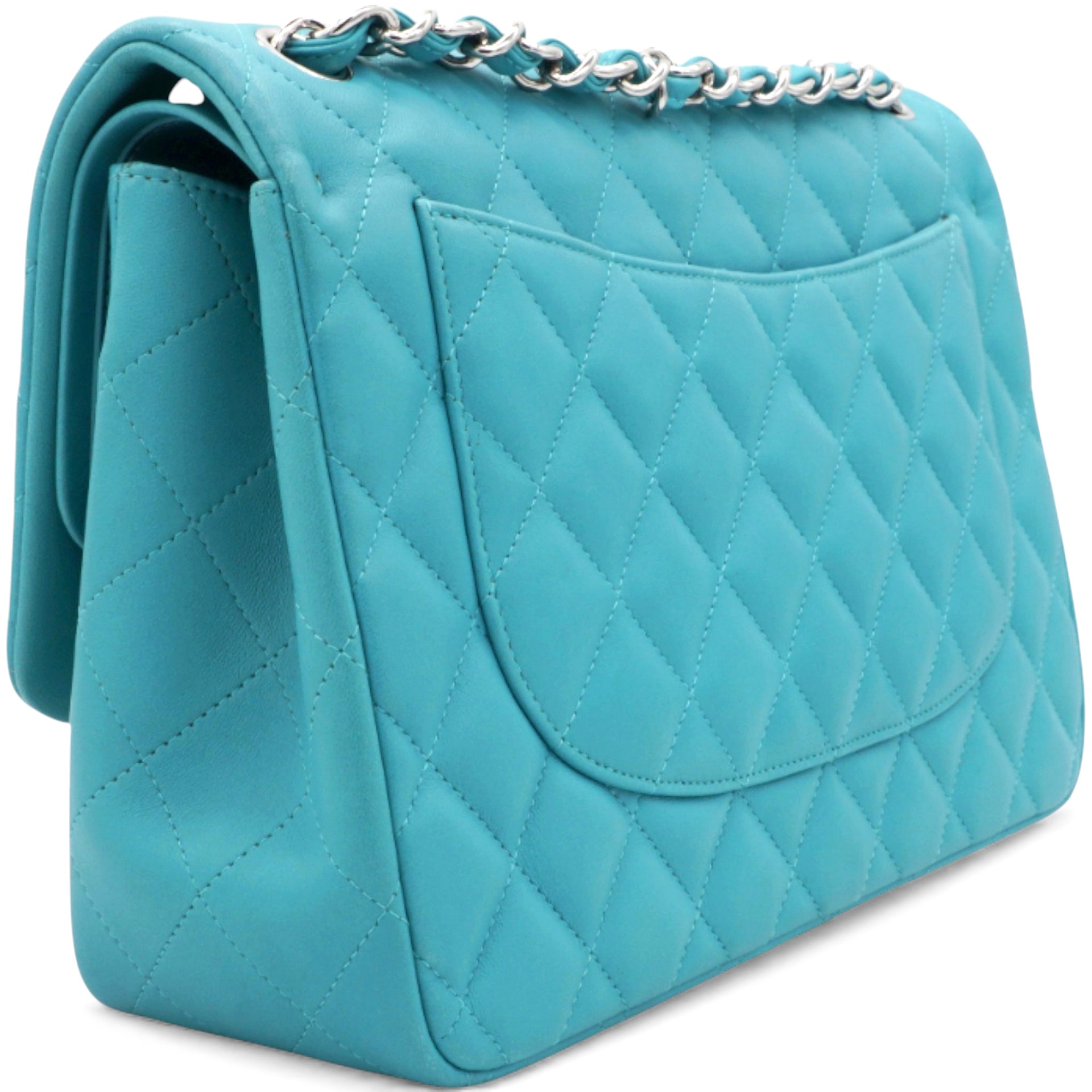 CHANEL Jumbo Classic Lambskin Double Flap Blue 