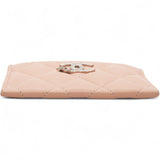 CHANEL Lambskin Quilted Crystal Card Holder Beige 