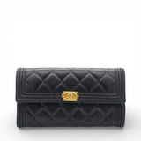 CHANEL Leboy Long Wallet In Black Lambskin