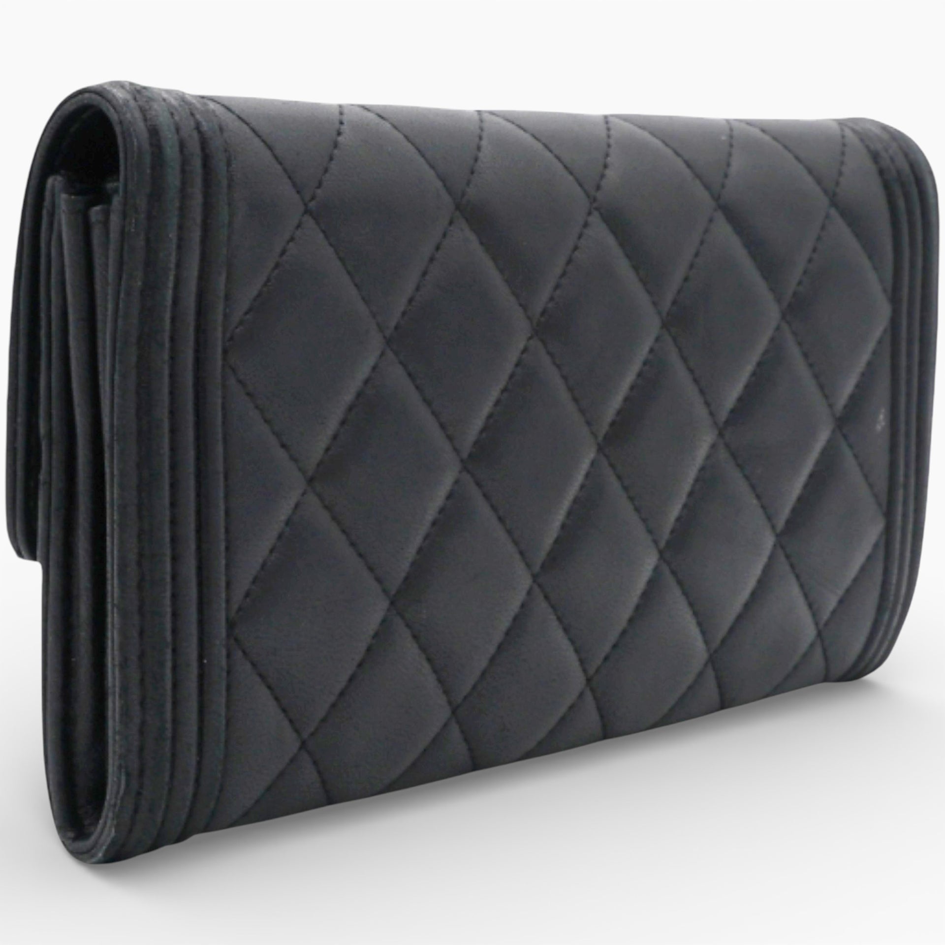 CHANEL Leboy Long Wallet In Black Lambskin