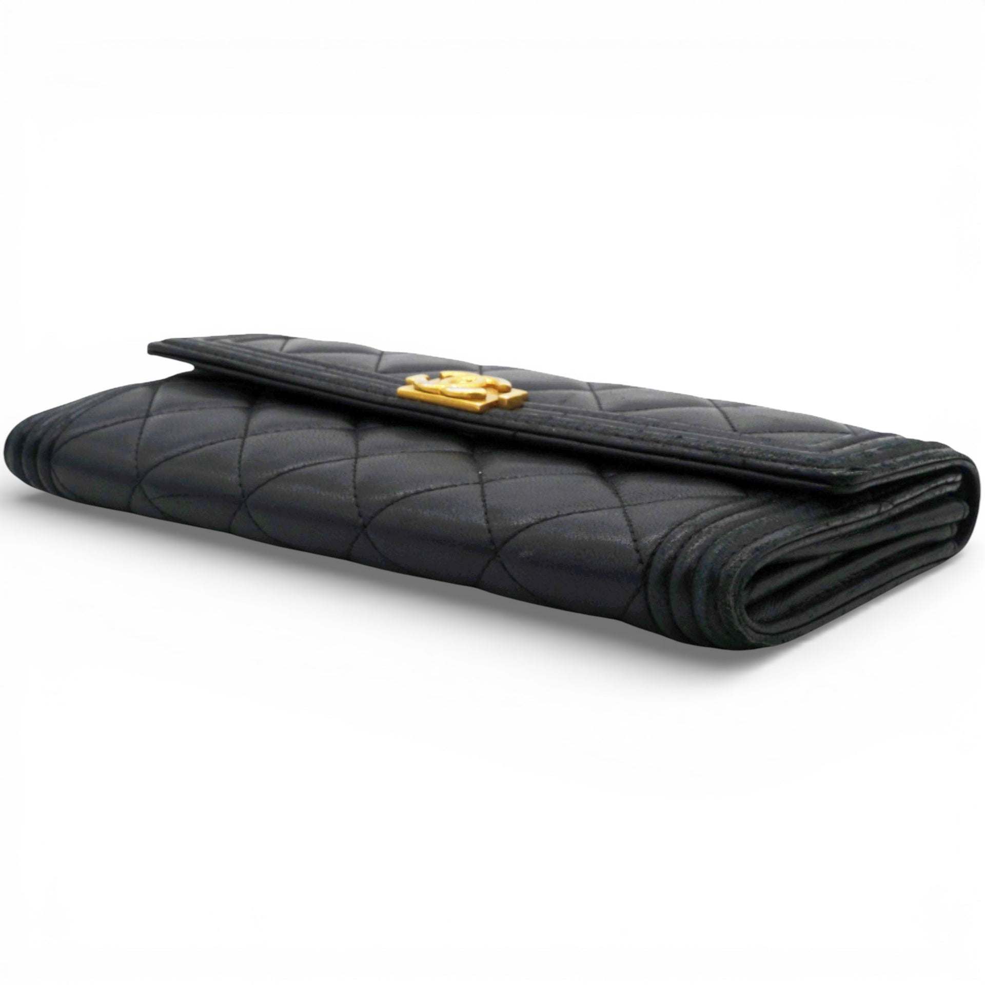 CHANEL Leboy Long Wallet In Black Lambskin