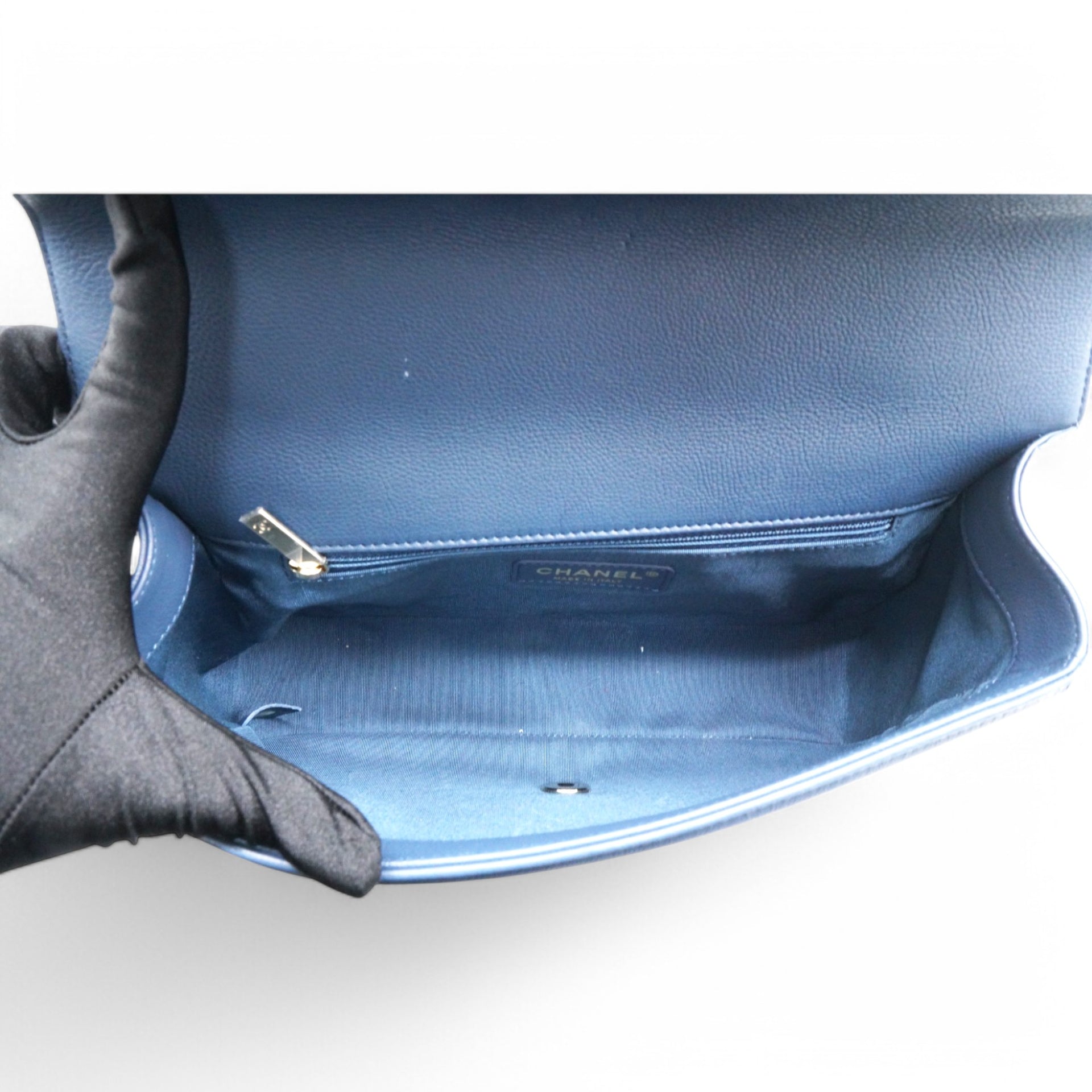 CHANEL Matelasse Coco Mark Chain Caviar Shoulder Bag Navy  