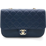 CHANEL Matelasse Coco Mark Chain Caviar Shoulder Bag Navy  