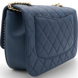 CHANEL Matelasse Coco Mark Chain Caviar Shoulder Bag Navy  