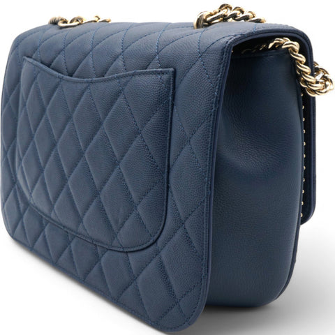 CHANEL Matelasse Coco Mark Chain Caviar Shoulder Bag Navy  