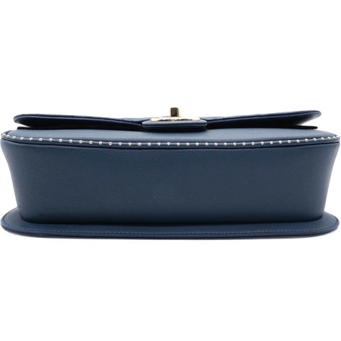 CHANEL Matelasse Coco Mark Chain Caviar Shoulder Bag Navy  