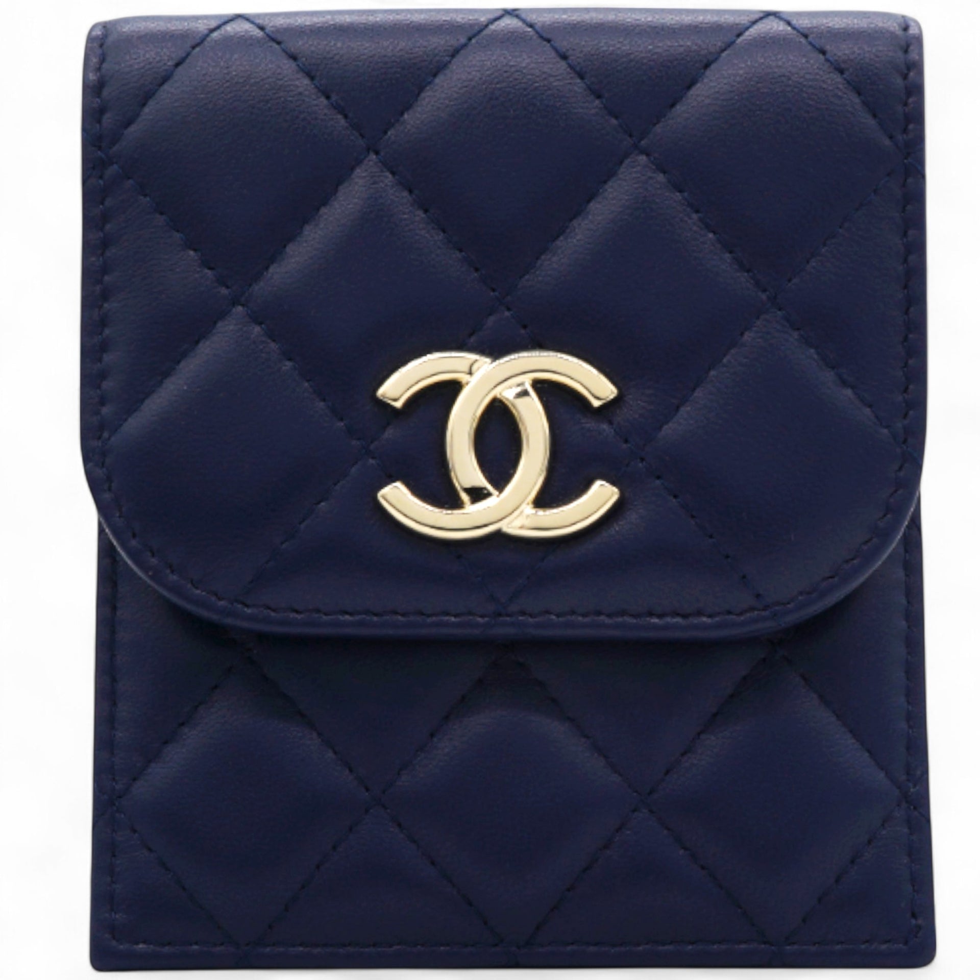 CHANEL Navy Lambskin Quilted Flap Front Pocket Phone Holder Bag 