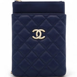 CHANEL Navy Lambskin Quilted Flap Front Pocket Phone Holder Bag 