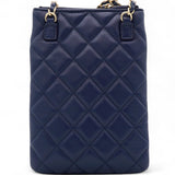 CHANEL Navy Lambskin Quilted Flap Front Pocket Phone Holder Bag 