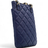 CHANEL Navy Lambskin Quilted Flap Front Pocket Phone Holder Bag 