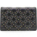 CHANEL Quilted Studded Compact Wallet Black 