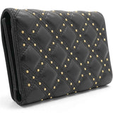 CHANEL Quilted Studded Compact Wallet Black 