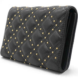 CHANEL Quilted Studded Compact Wallet Black 