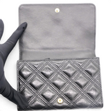 CHANEL Quilted Studded Compact Wallet Black 