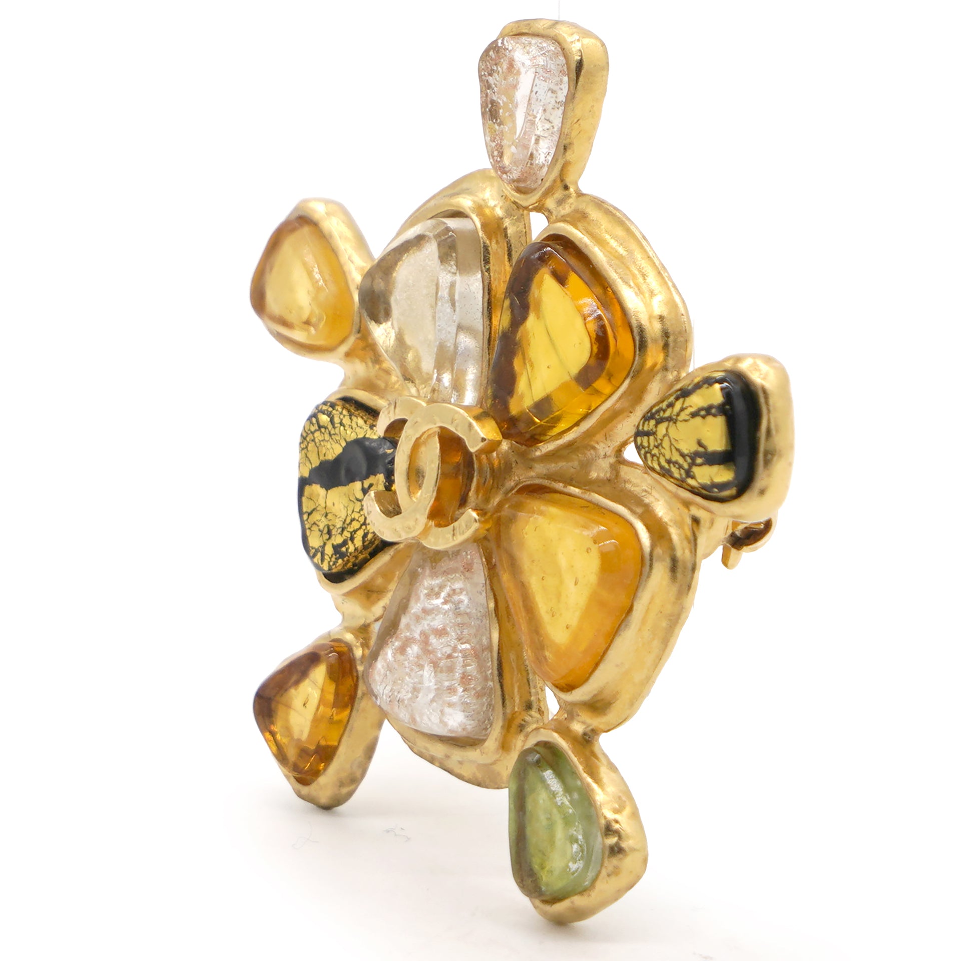 CHANEL Turtle Brooch Gold Tone 