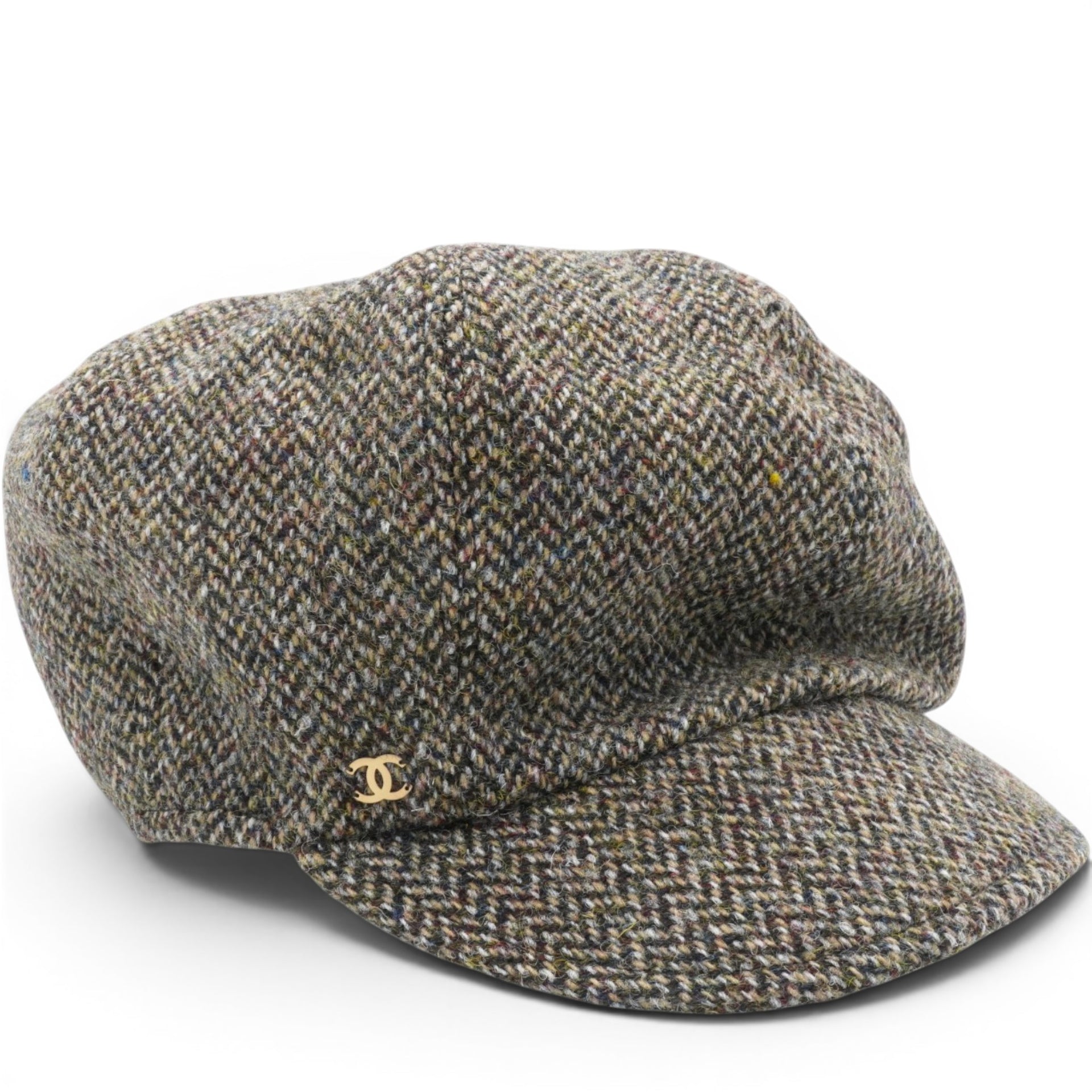 CHANEL Tweed Newsboy Cap Size S 