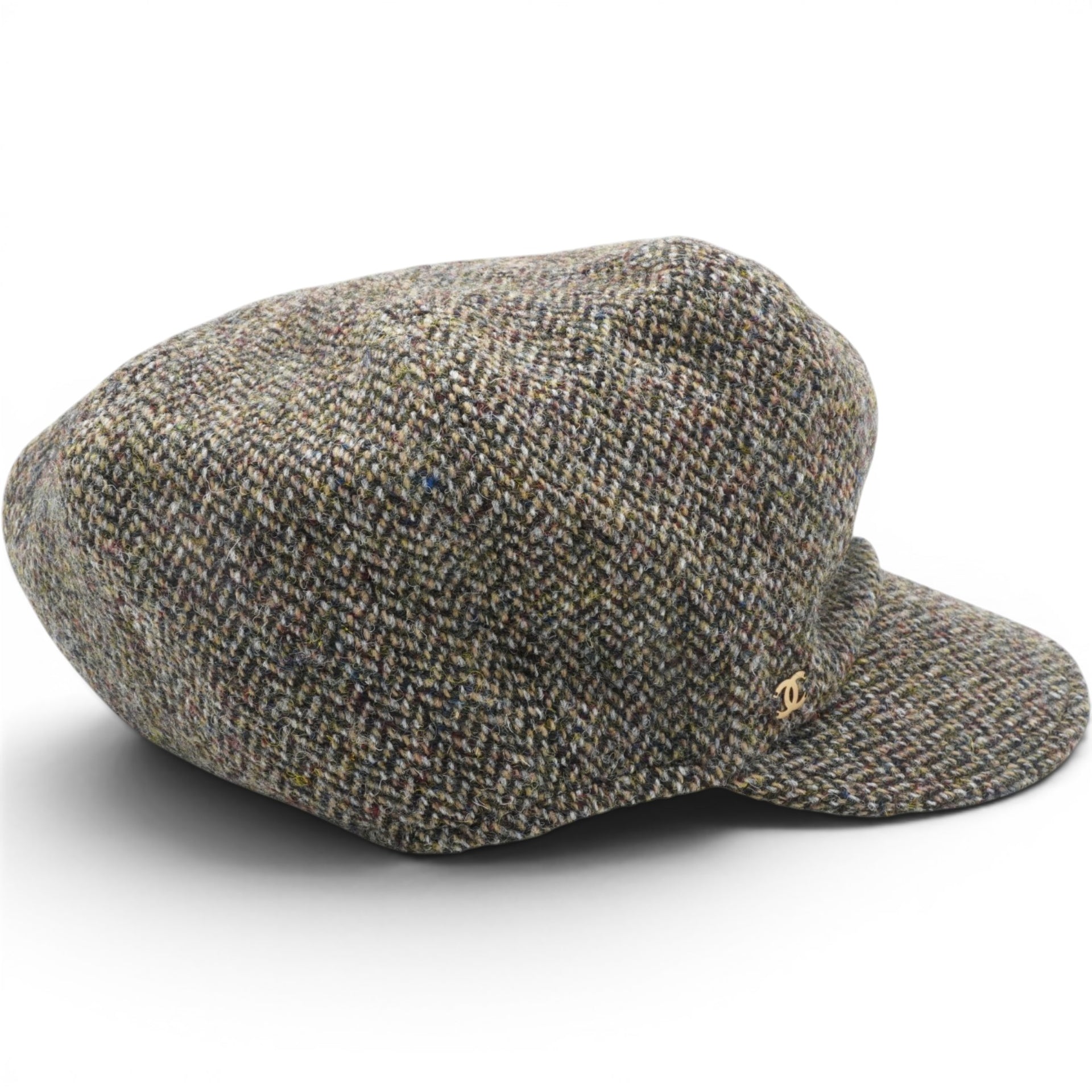 CHANEL Tweed Newsboy Cap Size S 