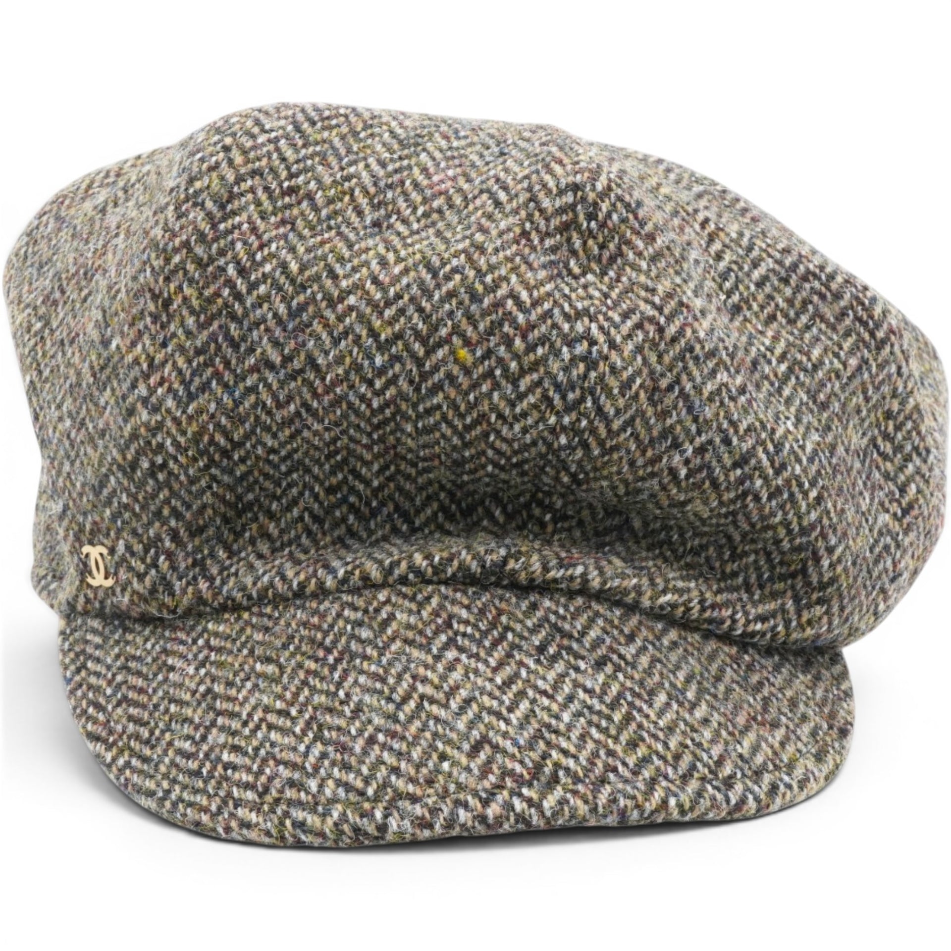 CHANEL Tweed Newsboy Cap Size S 